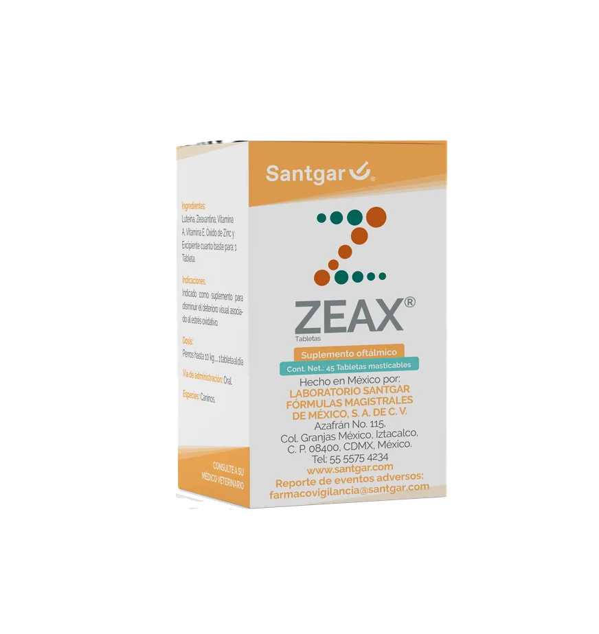 Zeax razas pequeñas 45 tabletas SANTGAR ( vitaminas oftálmicas zeaxantina )
